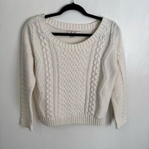 LC Lauren Conrad Cream Cable Knit Sweater